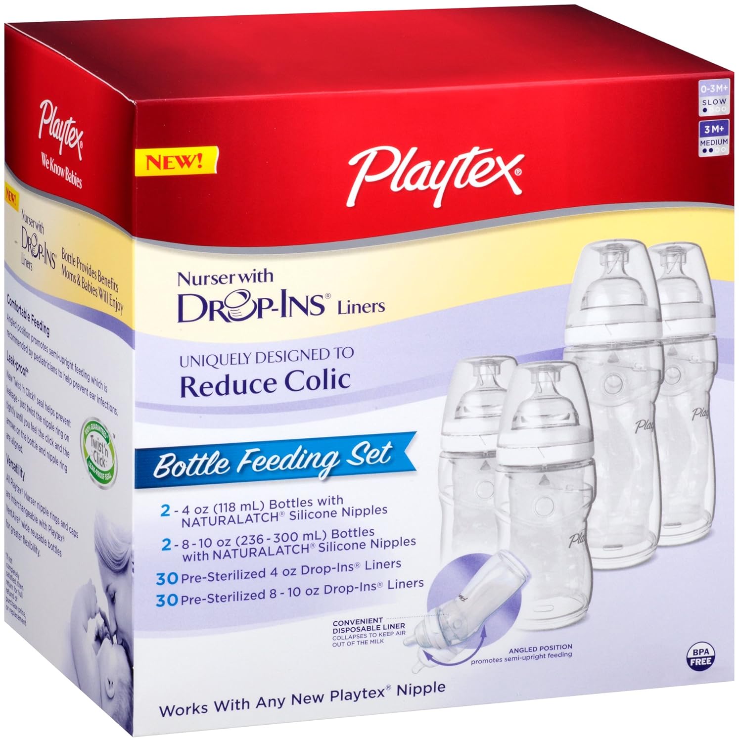 Playtex Baby Drop Ins Premium Nurser Bottle Feeding Set Milk Breastfeed