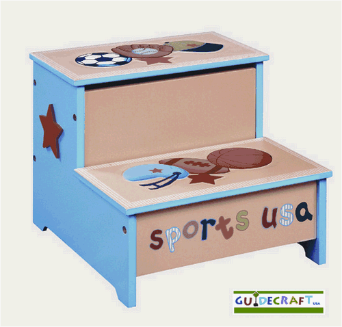 Childrens Toyshop  Toys : Storage Step-Up - Sports USA, by Guidecraft