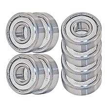 VXB 608 ZZ Skateboard Bearings, Double Shielded, Silver (Pack of 8)