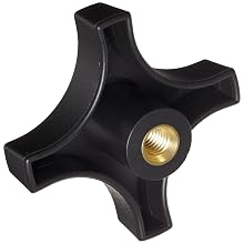 DimcoGray Black Phenolic 4 Prong Knob Female, Thru Hole Brass Insert: 3/8-16" Thread x 5/8" Depth, 3" Diameter x 1-1/4" Height x 7/8" Hub Dia, 5/8" Hub Length (Pack of 10)
