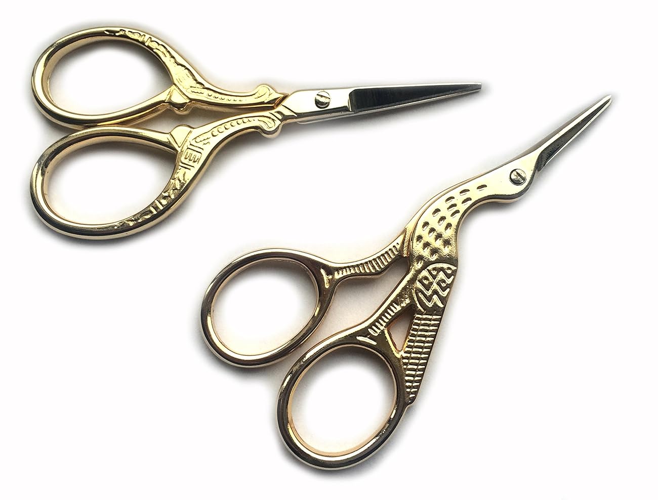 TWO High Quality 3.5 Inch Gold Plated Stainless Steel Scissors for