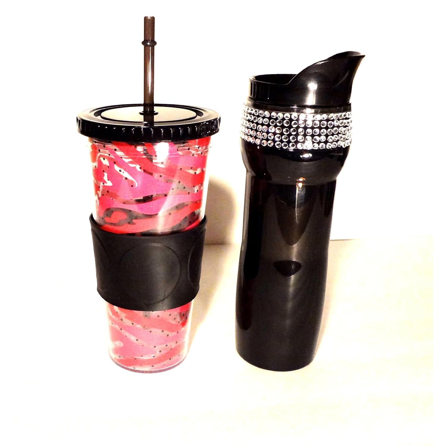 Hot Cold Travel Beverage Set 15oz Black Bling Mug