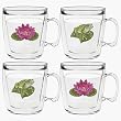 Frog & Lotus 12 oz Insulated Coffee Mug Set, Clear (Set of 4)