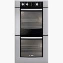 Bosch 500 Series HBN5620UC 27" Double Electric Wall Oven with Genuine European Convection in Upper Oven, 16 Cooking Modes in Upper Oven, Ergonomic Retractable Dials with Glass Touch Controls and Meat Probe: White