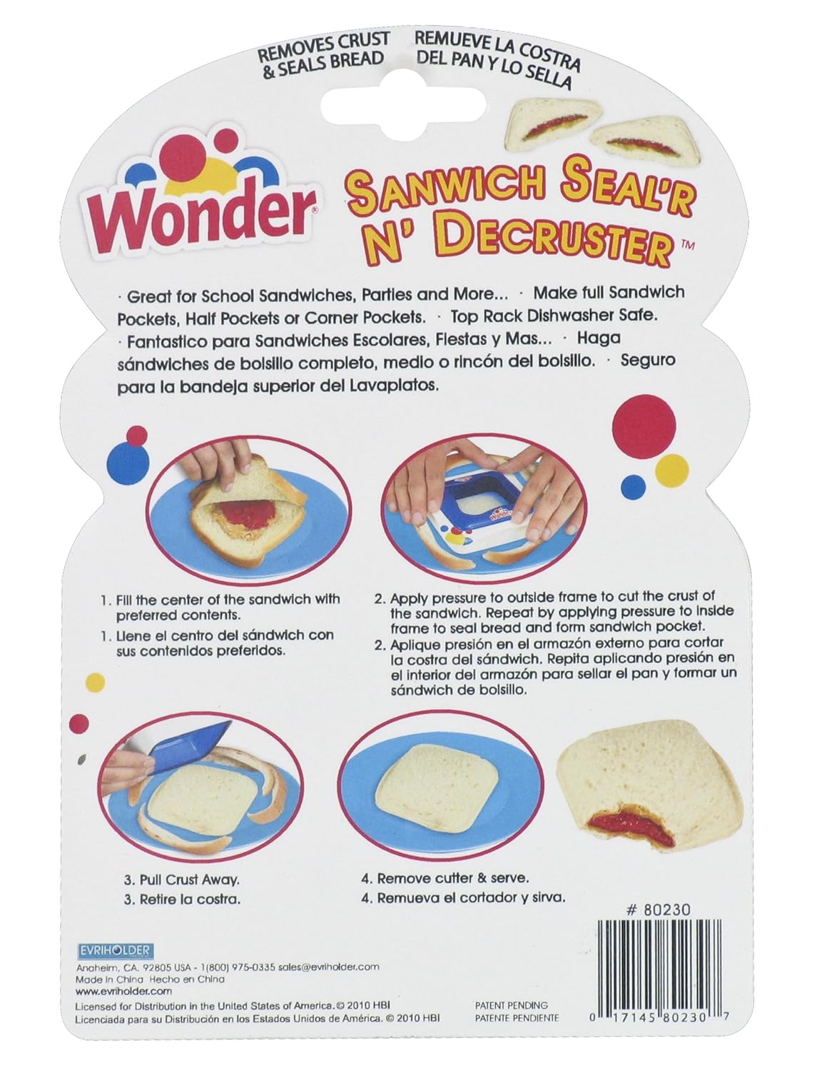 Wonder Sandwich Sealer N Decruster Bread Toast Crust Remover Lunch box