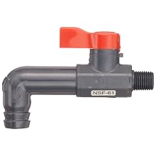 Asahi America Labcock PVC Ball Valve, Elbow, Unibody, Lever, 1/4" NPT Male x 0.63 OD Elbow