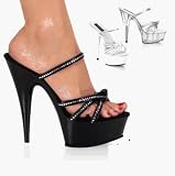 Delight-604-2, 5 3/4'' Stiletto Heel Platform Slide With Rhinestones in Sizes 6-14