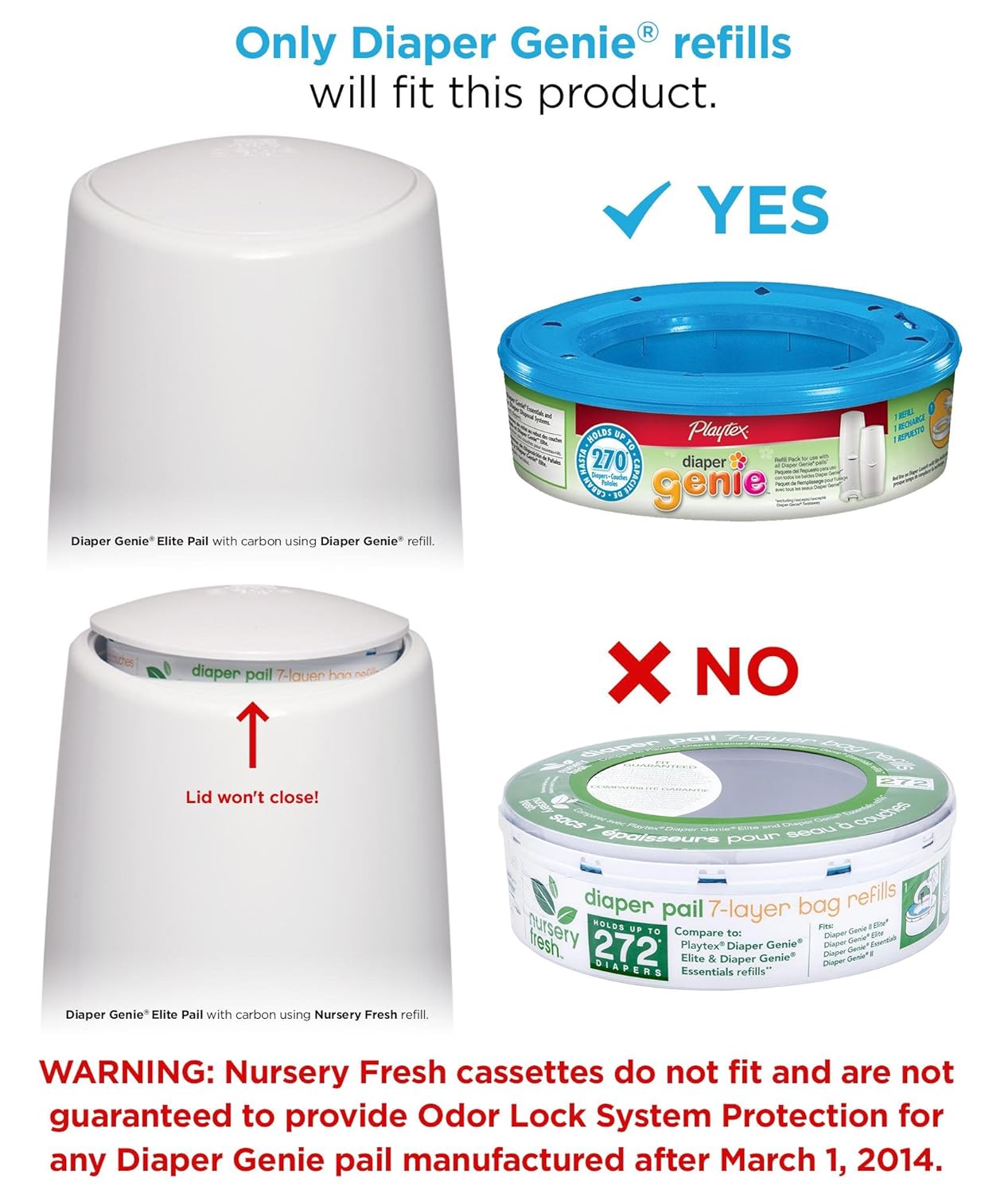 NEW Playtex Diaper Genie Refill (810 count total 3 pack of 270 each