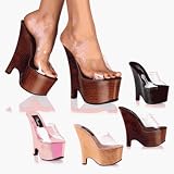 BEAU-601W, 6 1/2 Faux Wood Platform Wedge Slide in 4 Colors by Pleaser