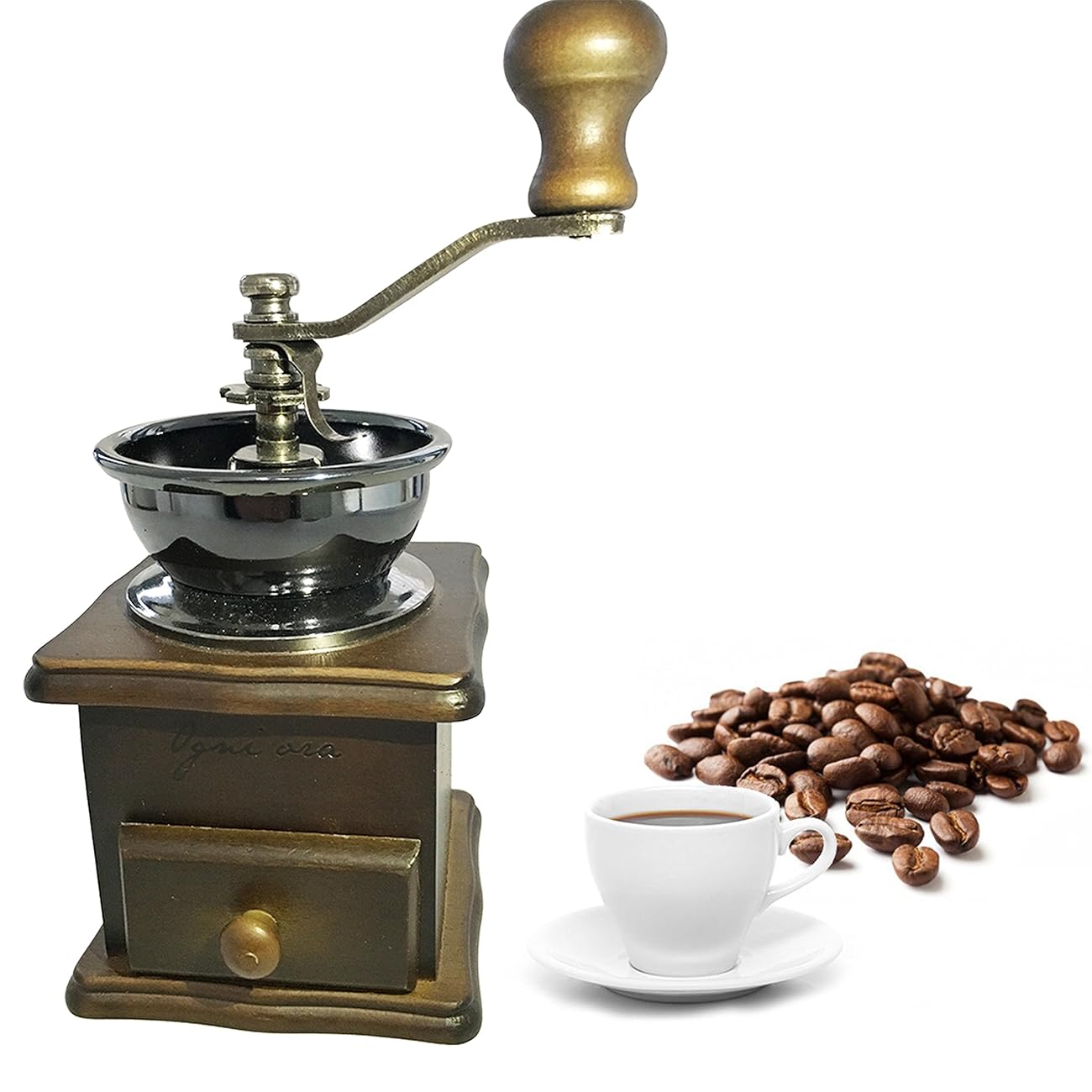 Premium Adorable Manual Hand Coffee Bean Grinder of Solid Beech Wood