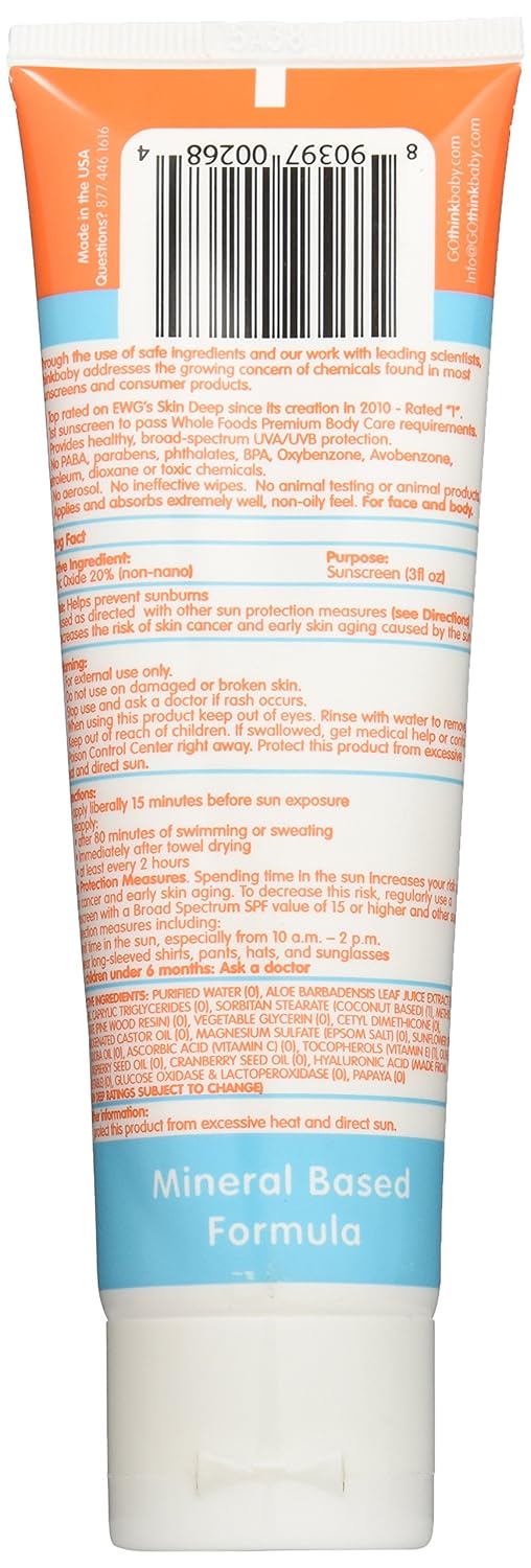 Amazon.com: Thinkbaby Safe Sunscreen SPF 50+, 3oz: Beauty