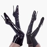 BALLET3020, 7'' Spike Heel Ballet Fetish Lace-up Thigh Boots with Zipper, Devious by Pleaser USA