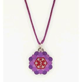 Fashion Alert ID Tags KP-02 - Purple Flower Pendant With Stickers