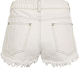 (ウェアオール) WearAll レディース破れた擦り切れユーズド加工ホワイトショートデニムショートパンツホットパンツ