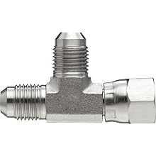 Brennan 6602-06-06-06-SS, Stainless Steel JIC Tube Fitting, 06MJ-06FJS-06MJ Tee, 3/8" Tube OD