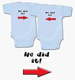 He Did It, Twin Boys Gift Set (Includes 2 Bodysuits)