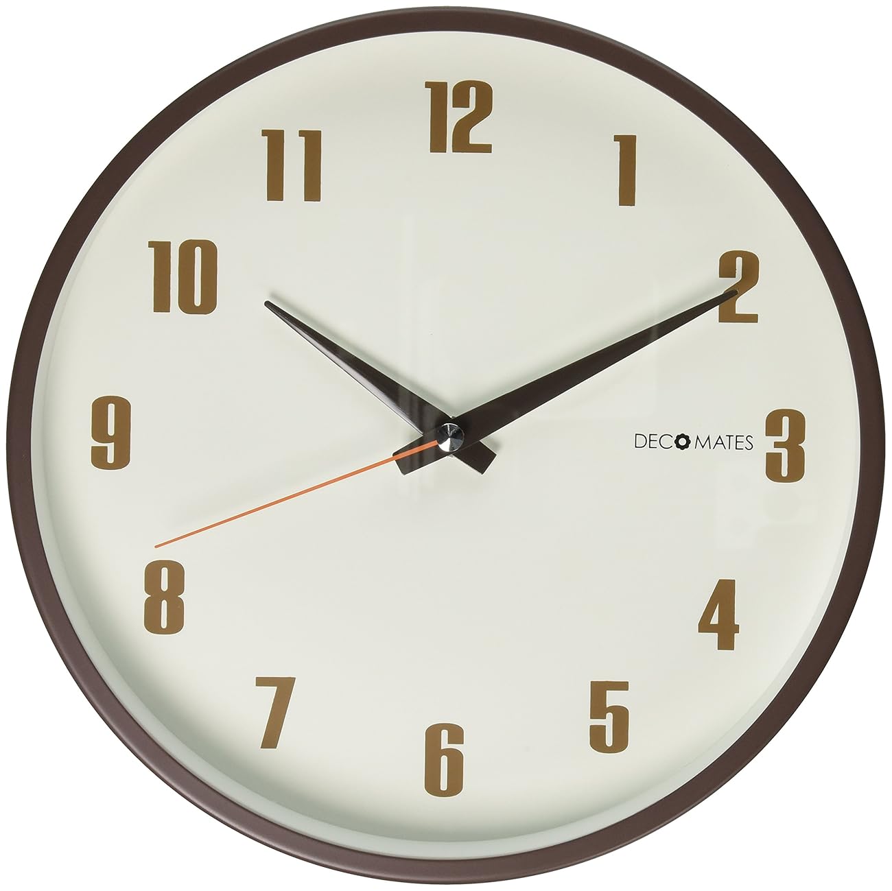 DecoMates Non-Ticking Silent Wall Clock, Retro, Brown 0