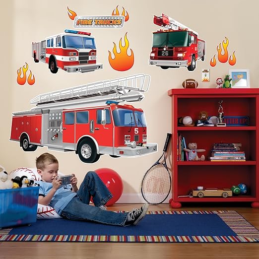 Fire Trucks Giant Wall Decals