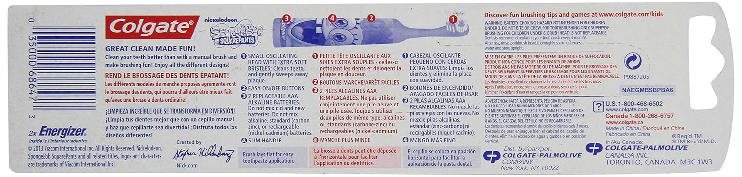 Amazon.com: Colgate Kids Sponge Bob Powered Toothbrush, Extra Soft ... Amazon.com: Colgate Kids Sponge Bob Powered Toothbrush, Extra Soft ...