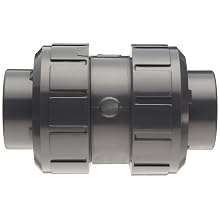 Asahi America True Union PVC Check Valve, EPDM Seat, Socket Weld & NPT Female Convertible