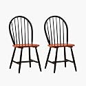 Windsor Dining Chairs - Set of 2 (Black / Cherry)