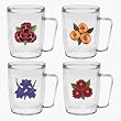 Flowers in Bloom 18 oz Insulated Coffee Mug Set, Clear (4 designs)