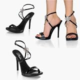 VOGUE-23, 5 Stiletto Heel Wrap Around Mini-Platform Sandal With Rhinestones, by Pleaser USA