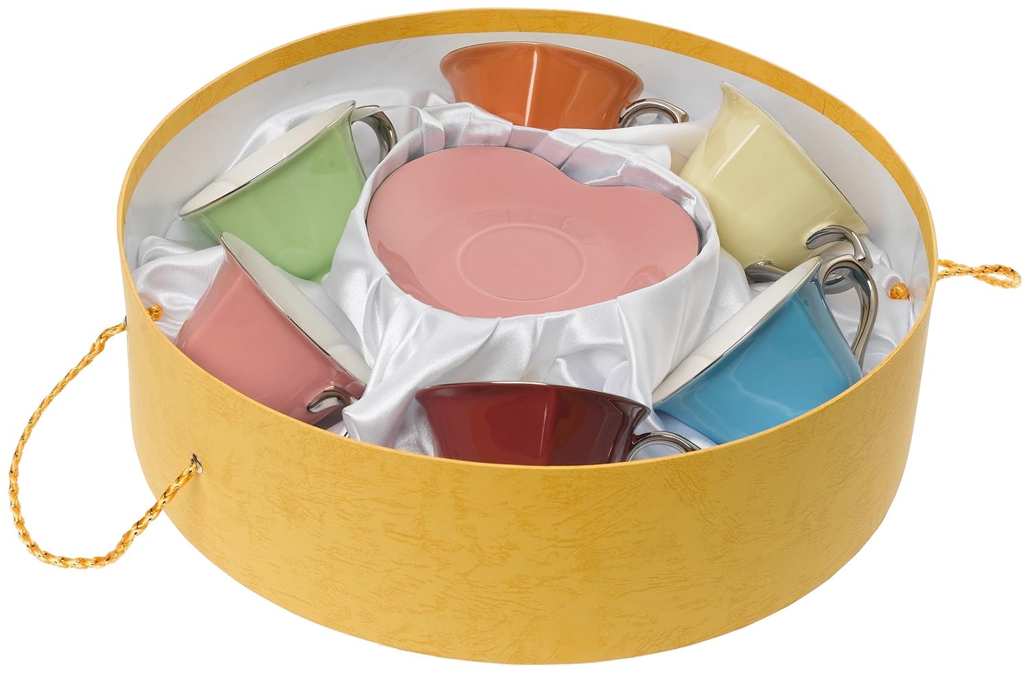 Classic Coffee and Tea Inside Out Heart Cups and Saucers, Set of 6