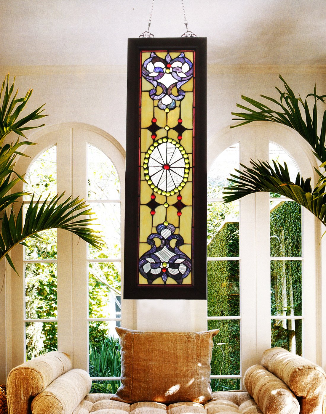 Makenier Vintage Tiffany Style Stained Church Art Glass Decorative Long