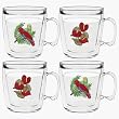 Tropical Parrots & Anthuriam Flowers 12 oz Insulated Coffee Mug Set, Clear (Set of 4)