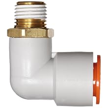 SMC KQ2L Push-to-Connect Tube Fitting, 90 Degree Elbow, PBT & Brass Body, Tube OD x BSPT Male, With Sealant, Inch