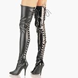 Shoes by EHH - SEDUCE-3063, 5" Open Back D-Ring Stretch Thigh High Boot in Patent or PU, by Pleaser USA