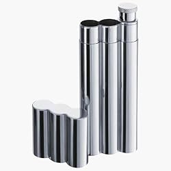 Visol Stainless Steel Cigar Holder + Flask in tri-tube shape