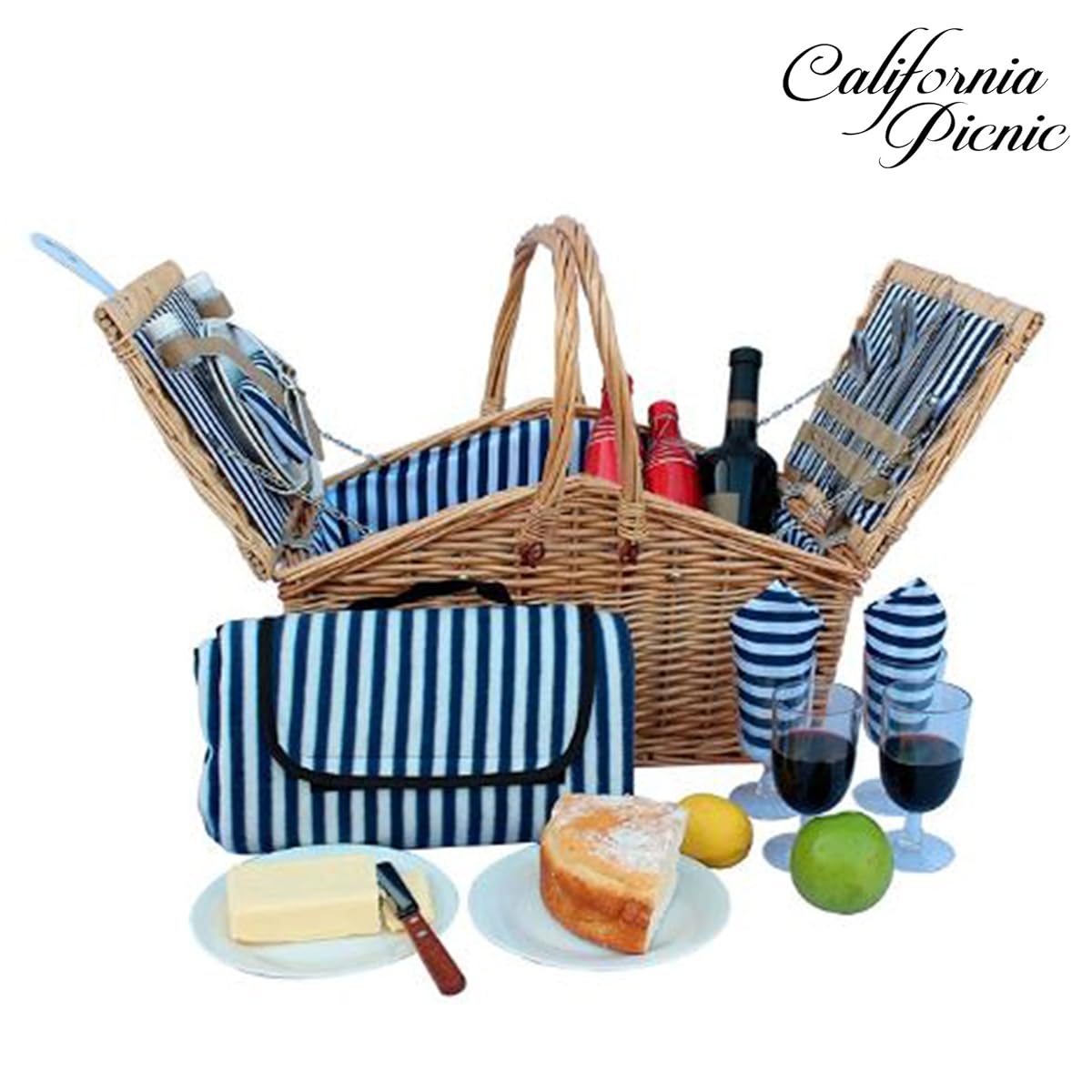 Picnic Basket Set for Men and Woman Wicker Picnic Basket for 4 Person