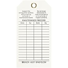 Brady 65371 5-3/4" Height, 3" Width, B-851 Economy Polyester, Red And Black On White Fire Extinguisher Tags (Pack Of 25)