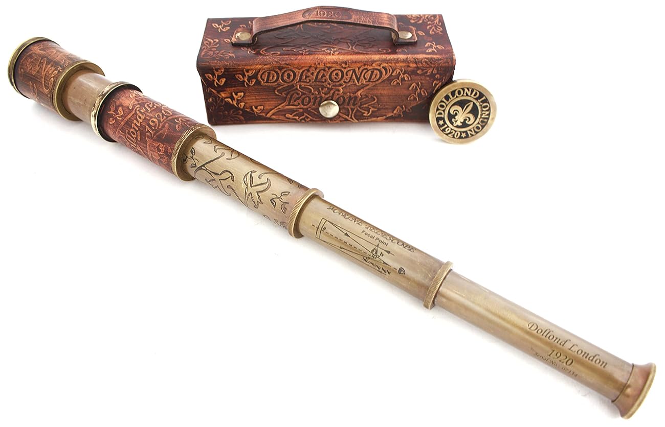 Nautical Handheld Pirate Brass Telescope with Box / Case ,Sailor Home Decor Pirate Captain Boat