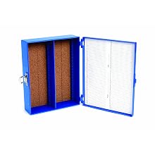 Heathrow Scientific HD15979A ABS Blue Sturdy Tall Slide Box, 208mm Width x 175mm Height x 60mm Depth, 100-Place