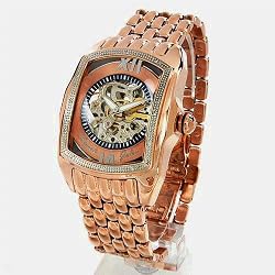 Auguste Galan MECCANIX Mens Rose Gold-tone Mechanical "Skeleton" Watch. Model: AG-0641