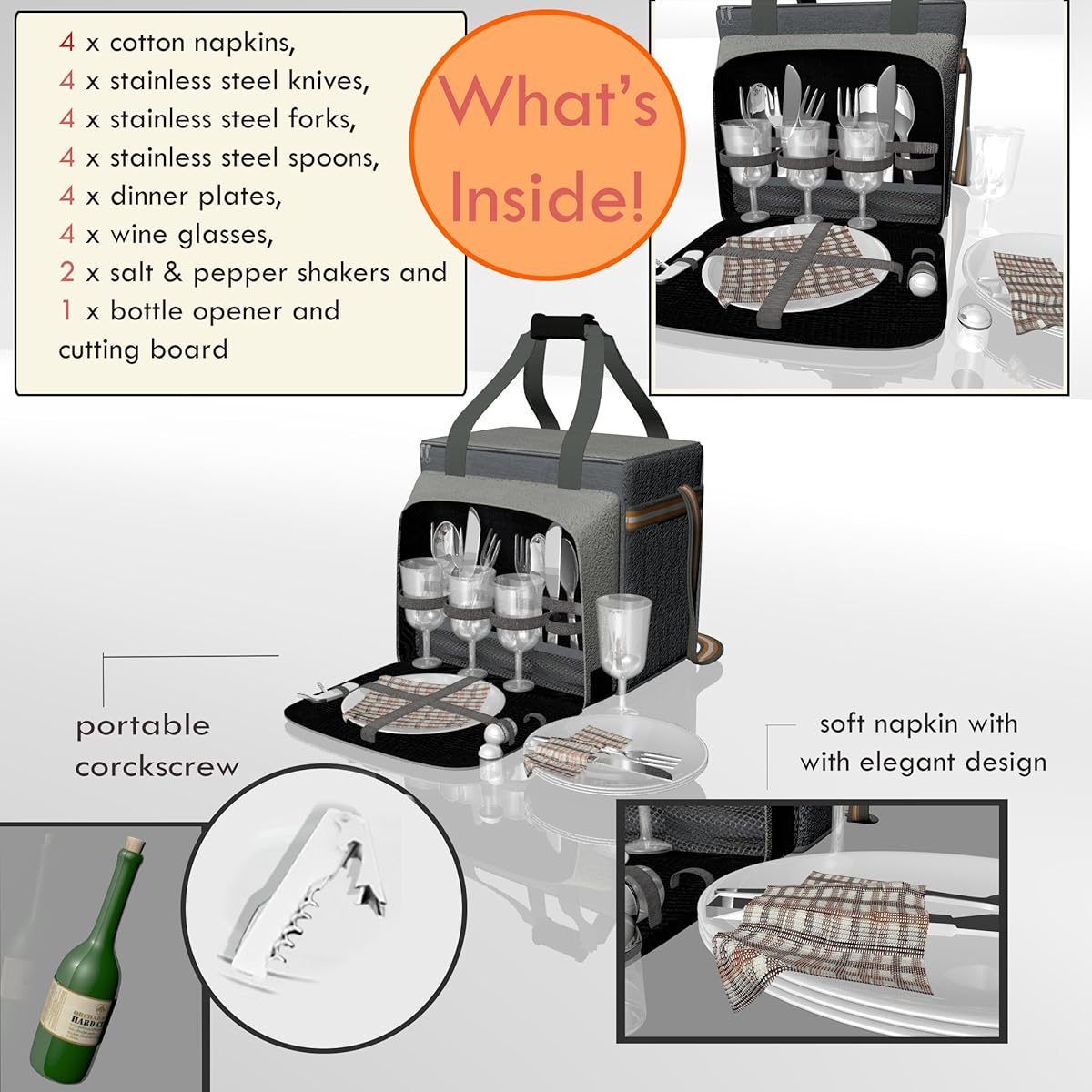 PREMIUM Extra Large Picnic Basket keeps food Hot/Cold for 12 Hours