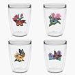 Butterflies (Assorted) 16 oz Insulated Beverage Tumblers Set, Clear (4 designs)