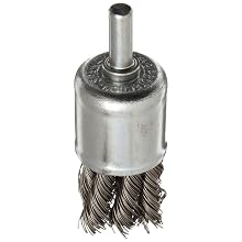 Norton Stem Mounted Knotted End Brush, Carbon Bristles, 0.014" Wire Size, 1/4" Shank Diameter, 1" Diameter (Pack of 1)