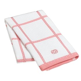 Calphalon Checked Terry Kitchen Towel, Pink Grapefruit by Calphalon