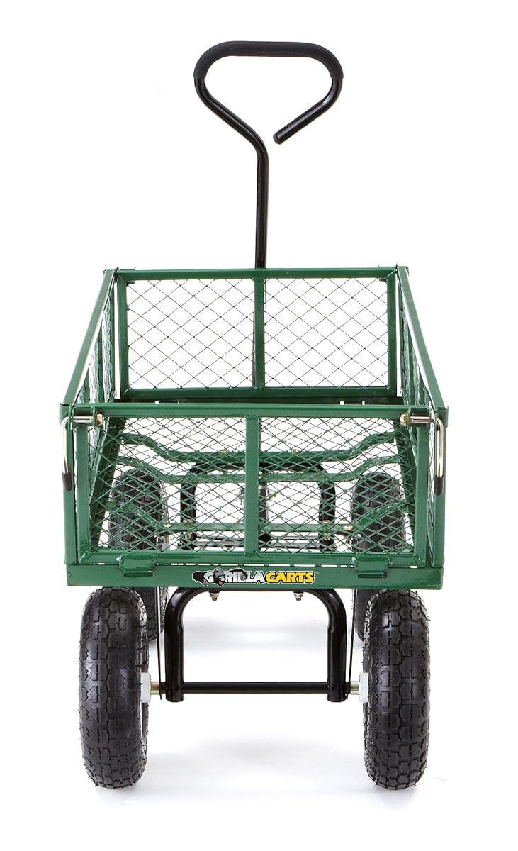 Gorilla Carts Steel Garden Cart with Removable Sides with a Capacity of 400 lb, Green