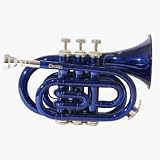Cecilio 2Series Blue Lacquer w / Monel Valves B Flat Pocket Trumpet w / Case and Accessories - B00158UHFY
