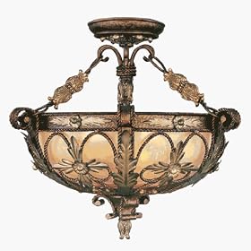 Pamplona - 3 Light Chain Hung Pendant or Semi Flush Mount Ceiling Fixture - Bronze Gilded... by Livex Lighting