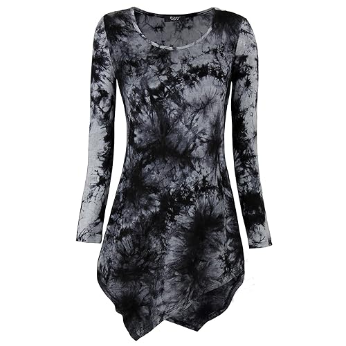 DJT Womens Tie Dyed Hankerchief Hemline Tunic Top