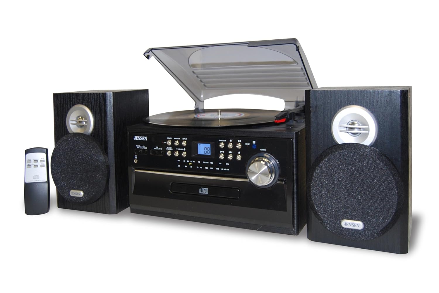 Jensen 3 Speed Stereo Turntable with CD System Cassette and AMFM Stereo