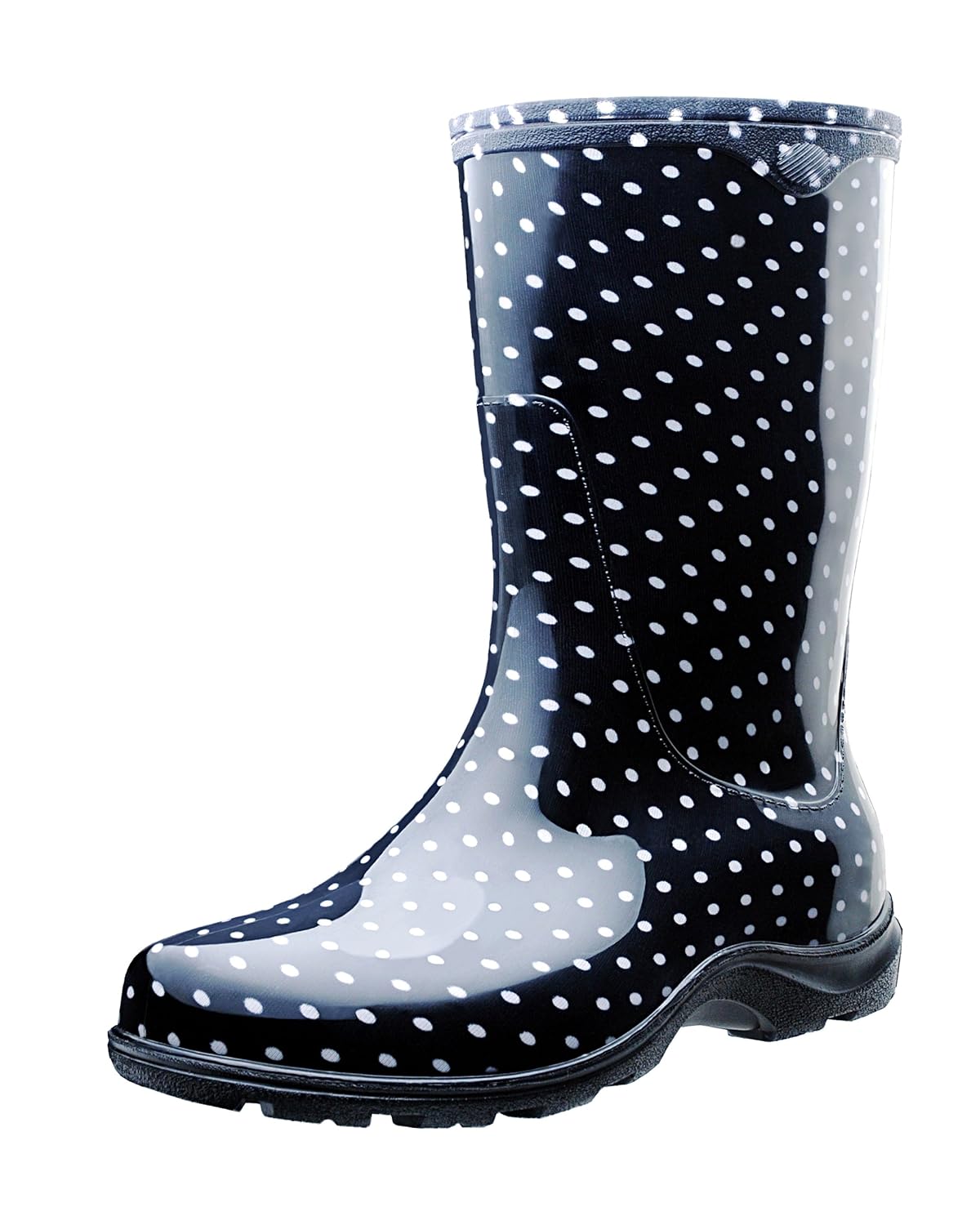 Boots Comfort Waterproof Lawn Garden Rain Black Polka Dot Women Size 8