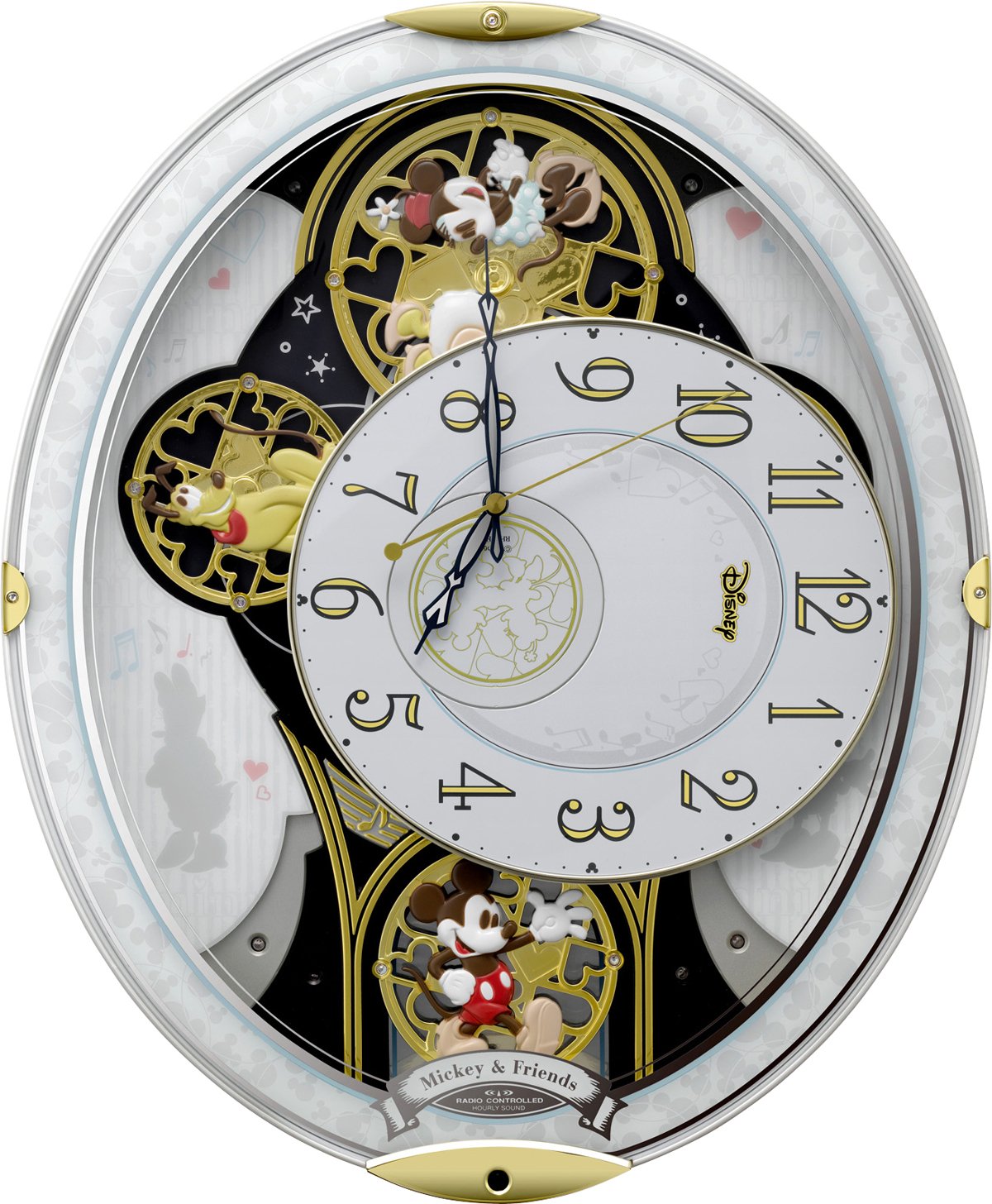 Rhythm Clock Disney Mickey & Friends M509 Radio Trick White 4MN509MC03