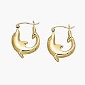 14K Yellow Gold Dolphin Earrings